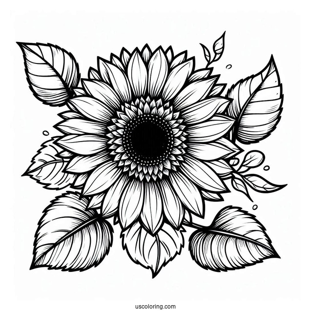 Sunflower Surrounded By Leaves