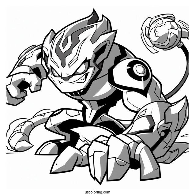 Ben 10 Coloring Page Of Bullfrag Smirking In Battle