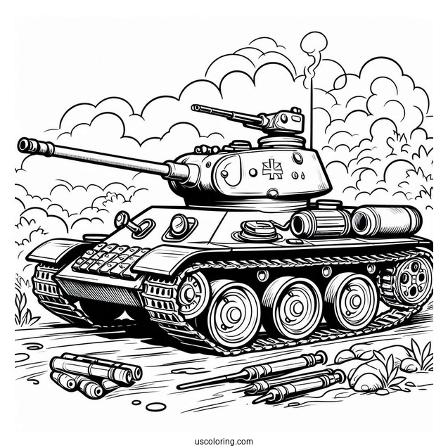 Easy T-34-76 Tank for Coloring In