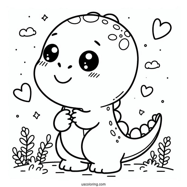 Cute Coloring Page Smiling Dinosaur
