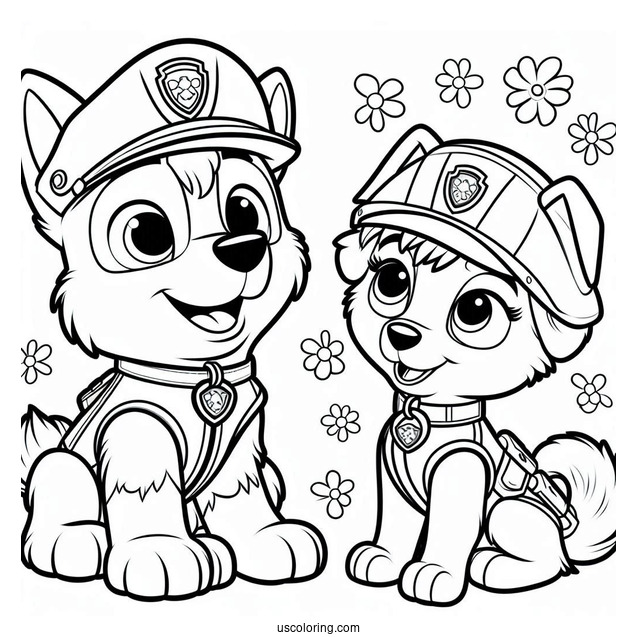 Everest And Skye Coloring Page