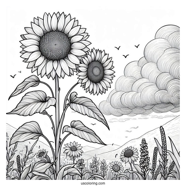 Sunflowers During A Cloudy Day