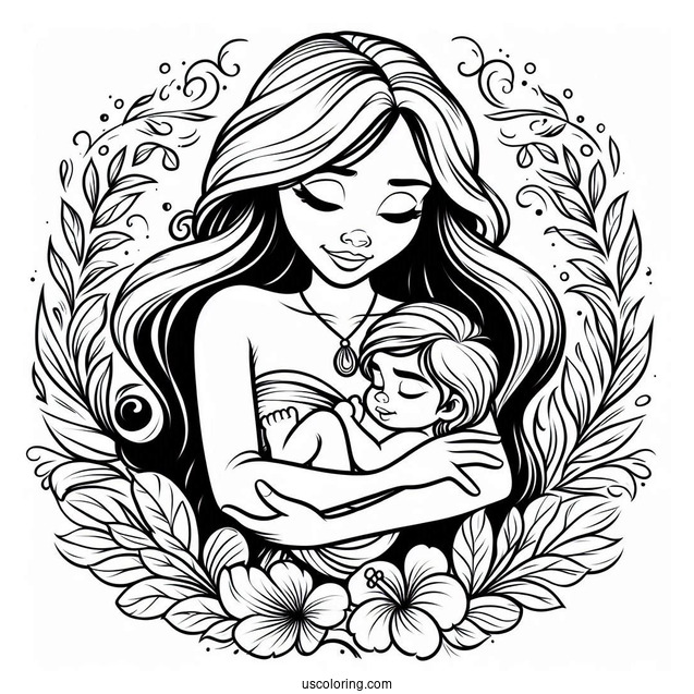 Kala Cradling Baby Tarzan Coloring Page For Kids