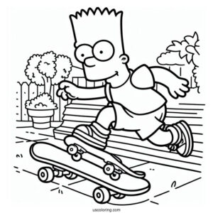 Bart Doing Skate Trick To Color