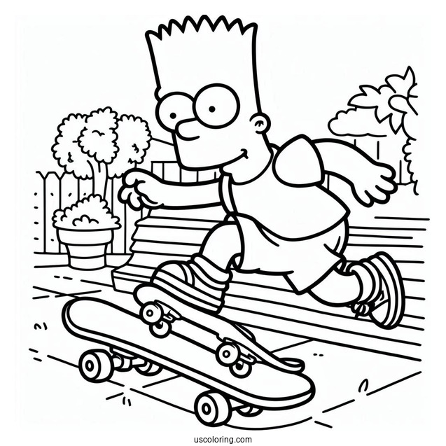 Bart Doing Skate Trick To Color