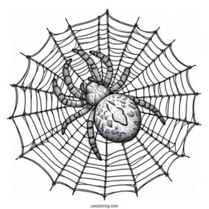 Big Spider On Web Coloring Page