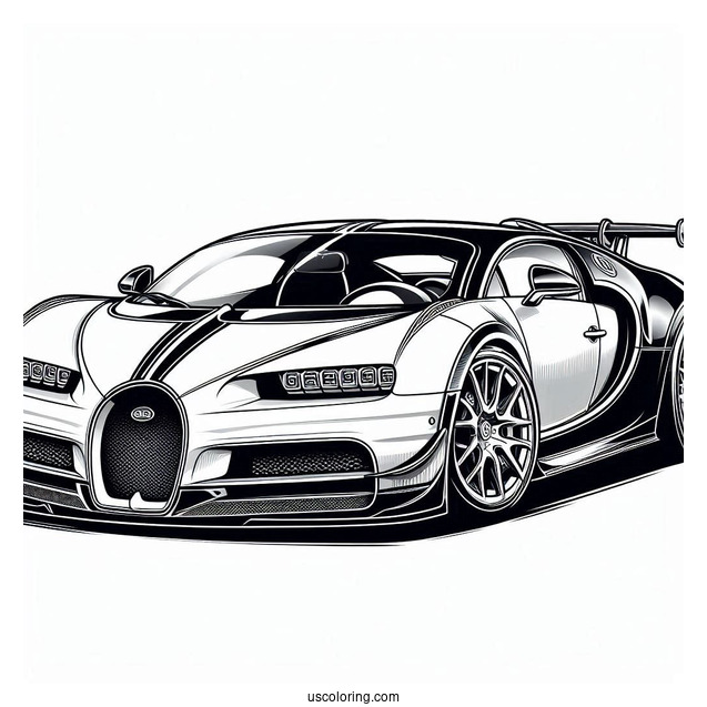 Detailed Bugatti Coloring Page Veyron GTR Racing