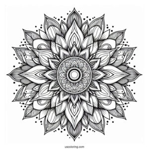 Complex Sun And Flower Mandala Coloring Sheet