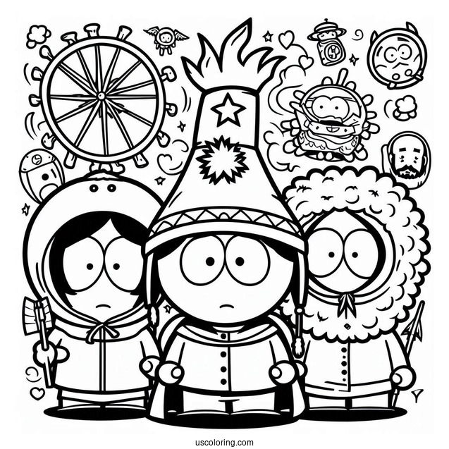 Full Page South Park Coloring Page Of Characters