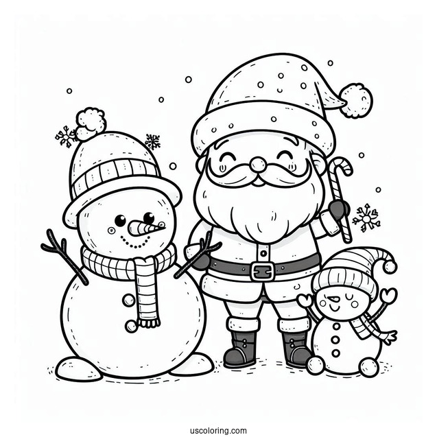 Snowman And Santa Coloring Sheet For Kids