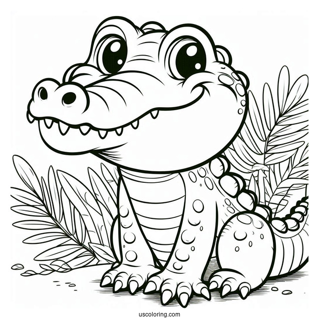 Smiling Crocodile Coloring Page