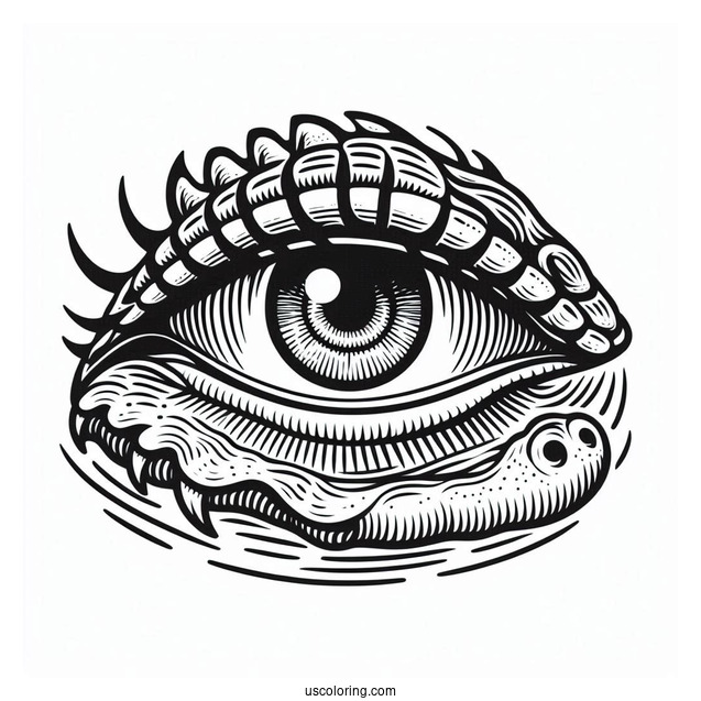 Coloring Page Of a Crocodile Eye