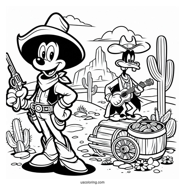 Cowboy Coloring Page Goofy In The Wild West