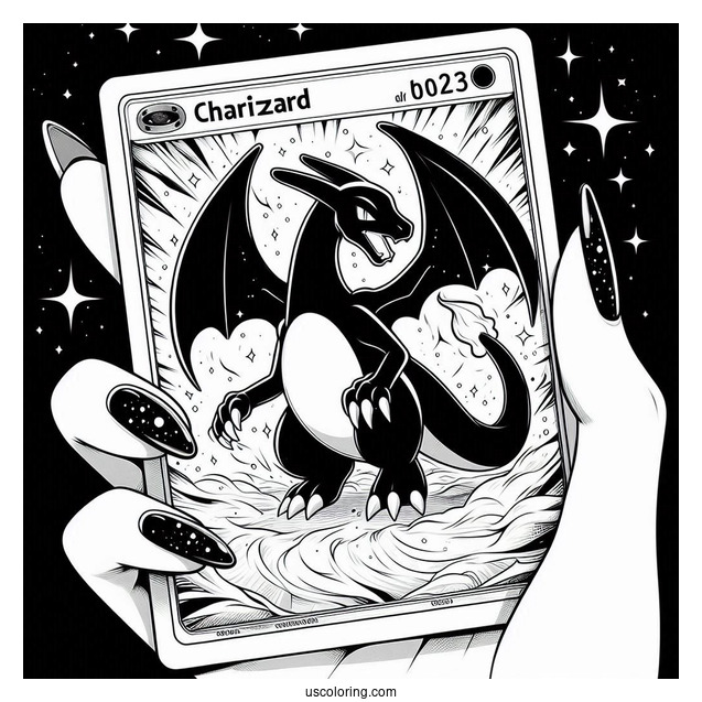 Dark Charizard Nail Flick Pokemon Card Coloring Page