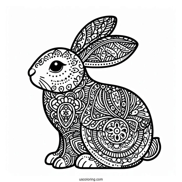 Intricate Rabbit Coloring Page Mandala