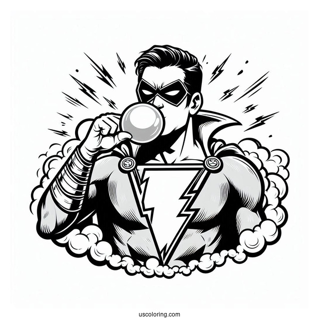 Shazam Blowing Bubblegum