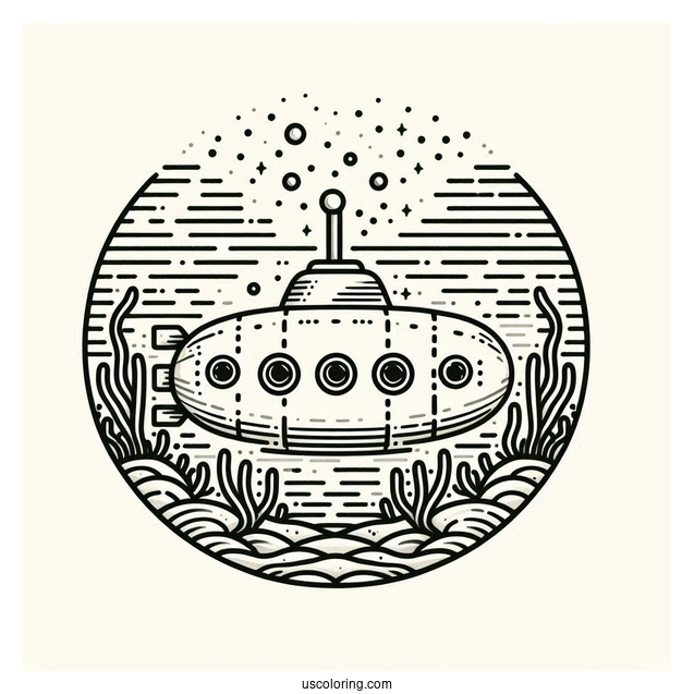 Pocket Submarine Coloring Page Descending To The Ocean Floor