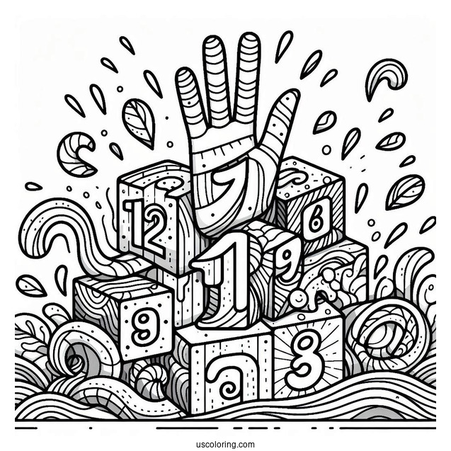 Numberblocks Coloring Page 1 to 10 Waving