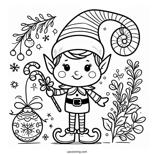 Simple Outline Of a Christmas Elf For Preschoolers