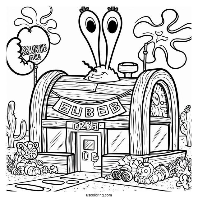 The Krusty Krab Restaurant Coloring Sheet