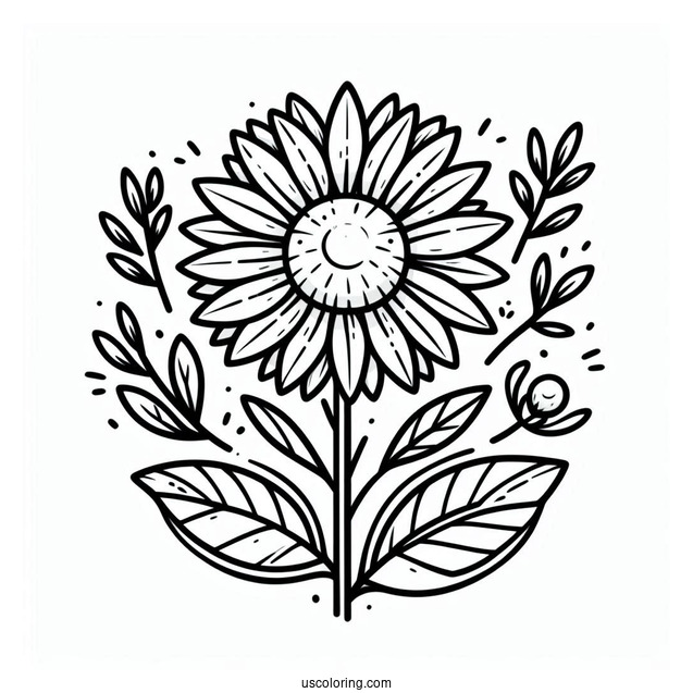 Flower Coloring Pages Of Cartoon Sunflowers In The Sun