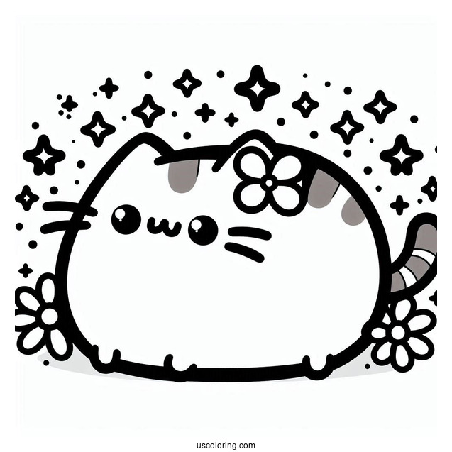 Aesthetic Kawaii Pusheen Coloring Page