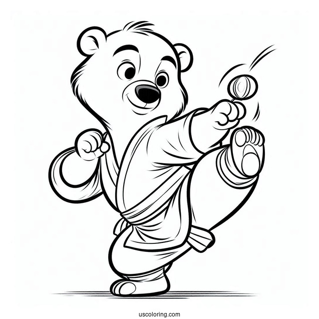 Jungle Book Coloring Page Of Simple Baloo In Kung Fu Pose For Kids