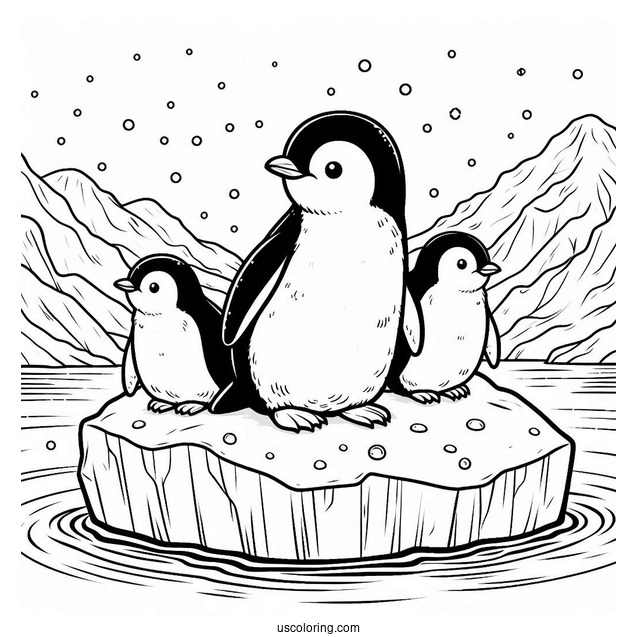 Gentoo Penguin On Ice Berg Coloring Sheet