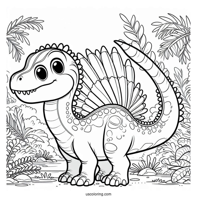 Cute Spinosaurus Coloring Page Outline For Kids