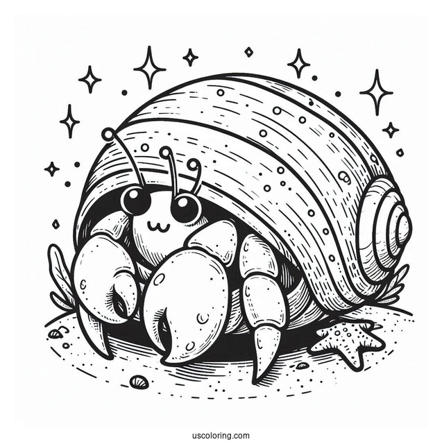 Simple Hermit Crab Coloring Page