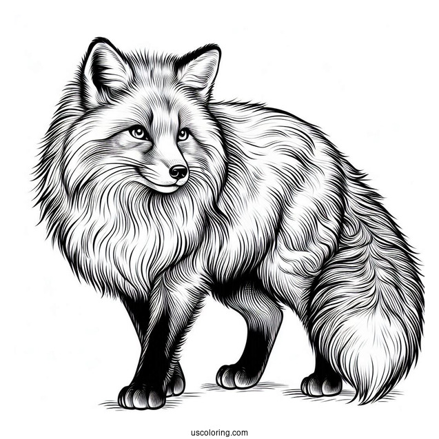 Male Fox Coloring Page With Detailed Fur