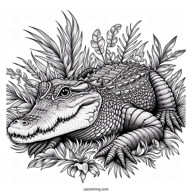 Detailed African Nile Crocodile To Color