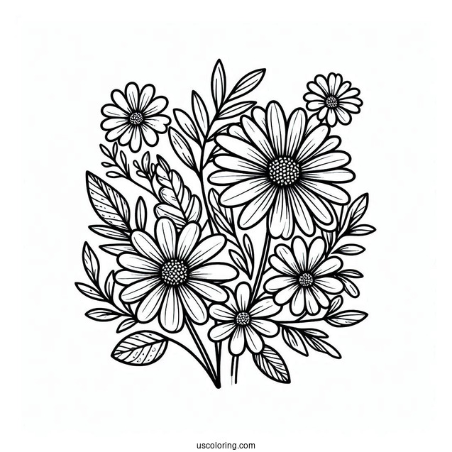 Flower Coloring Pages Of Pretty Daisies