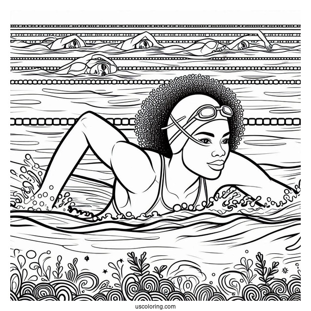 Olympics Coloring Page Of Swimmer Inside The Pool