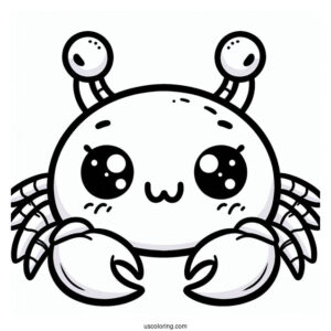 Kawaii Smiling Crab Coloring Page For Preschoolers