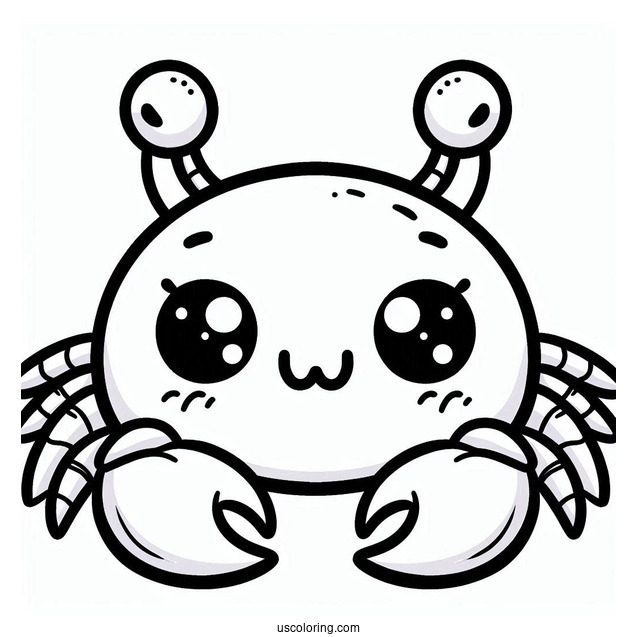 Kawaii Smiling Crab Coloring Page For Preschoolers