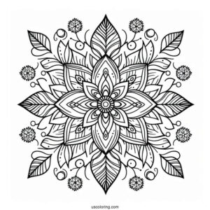 Flower Christmas Mandala Coloring Page
