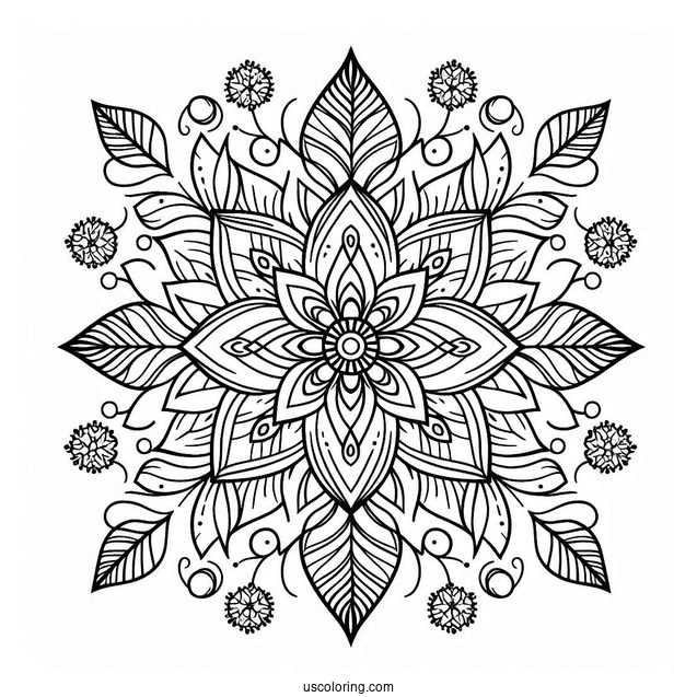 Flower Christmas Mandala Coloring Page