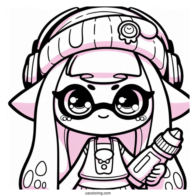 Splatoon Coloring Page Of Kawaii Amiiba Girl Neon Pink With Inkjet For Kids