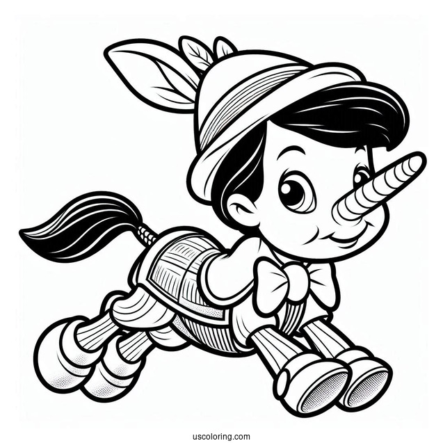 Pinocchio Coloring Page Turning Into a Donkey