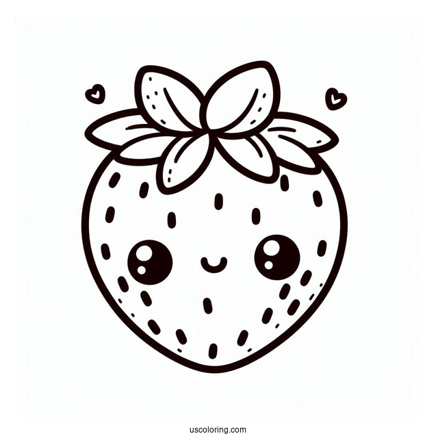 Cute Kawaii Strawberry To Color