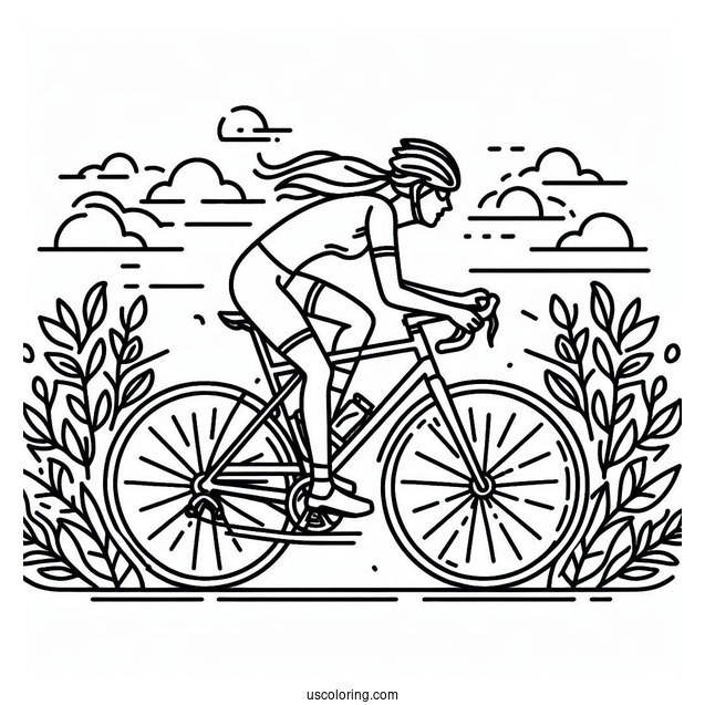 Cyclist Racing With Bicycle Coloring Page