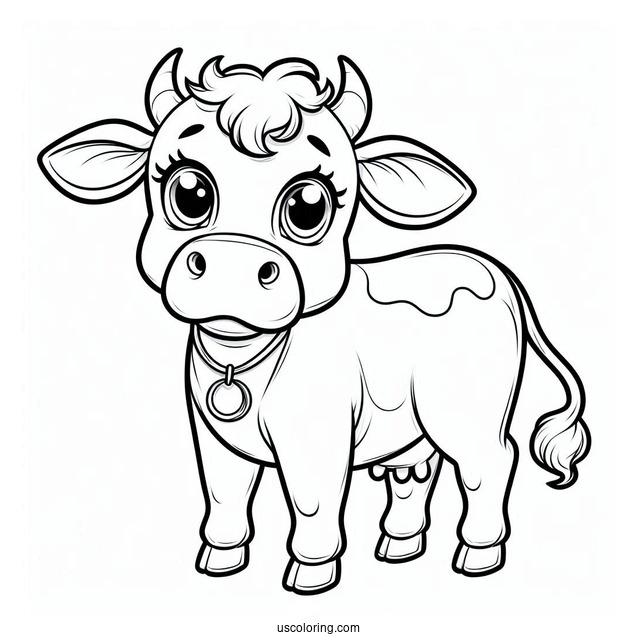 Cartoon Cow Coloring Sheet For Kids