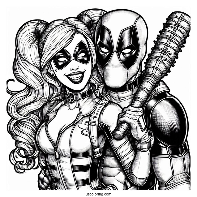 Deadpool And Harley Quinn To Color