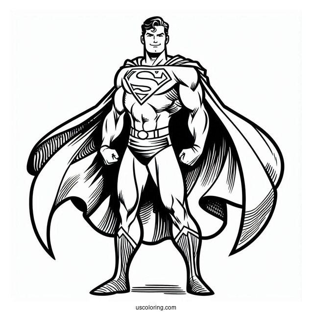 Superman With Cape Coloring Page