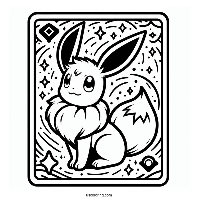 Eevee Pokemon Playing Card To Color