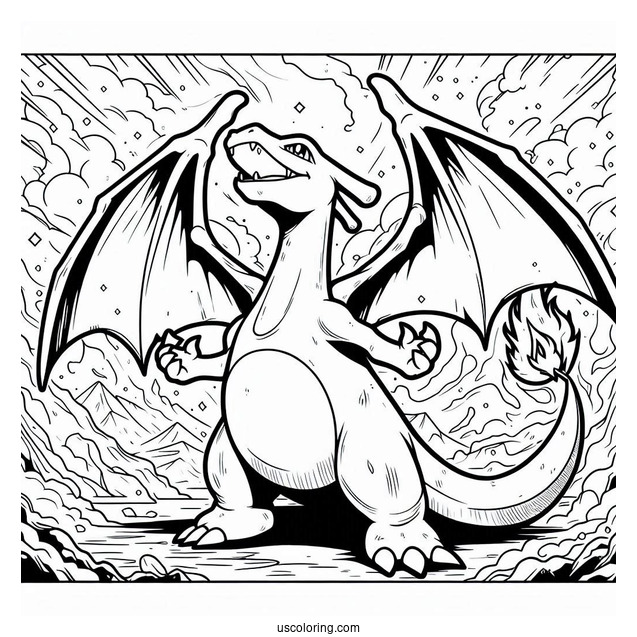 Radiant Charizard Pokemon Card Coloring Page