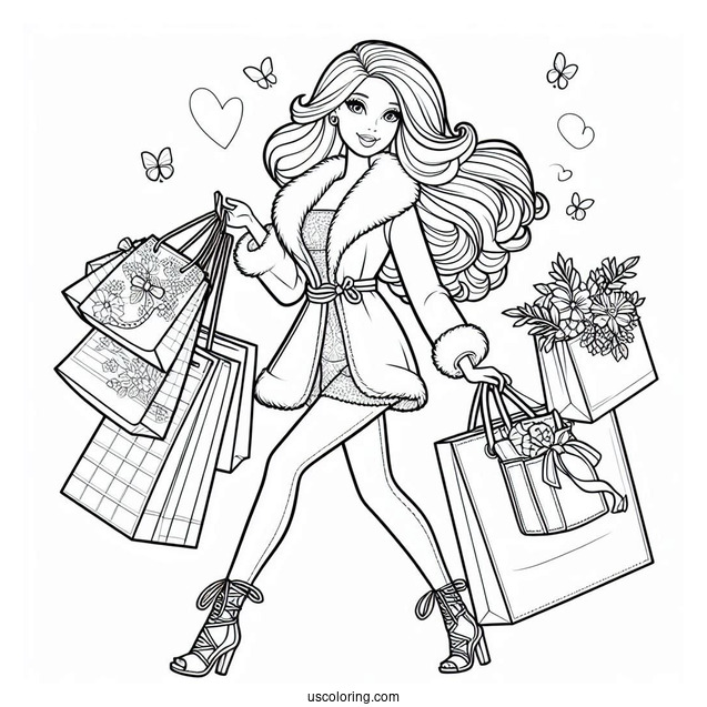 Barbie Out Shopping Coloring Sheet