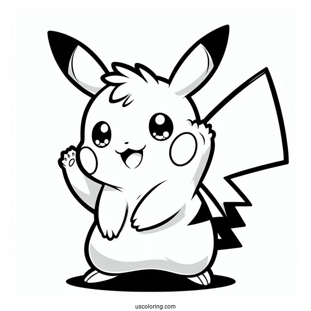 Raichu Coloring Page Waving For Kids
