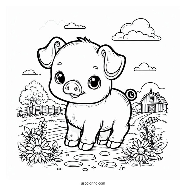 Cute Baby Piglet On a Farm